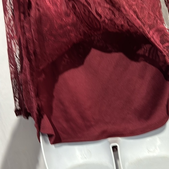 Cato Burgundy Lace Overlay Blouse Size Medium - Picture 4 of 5